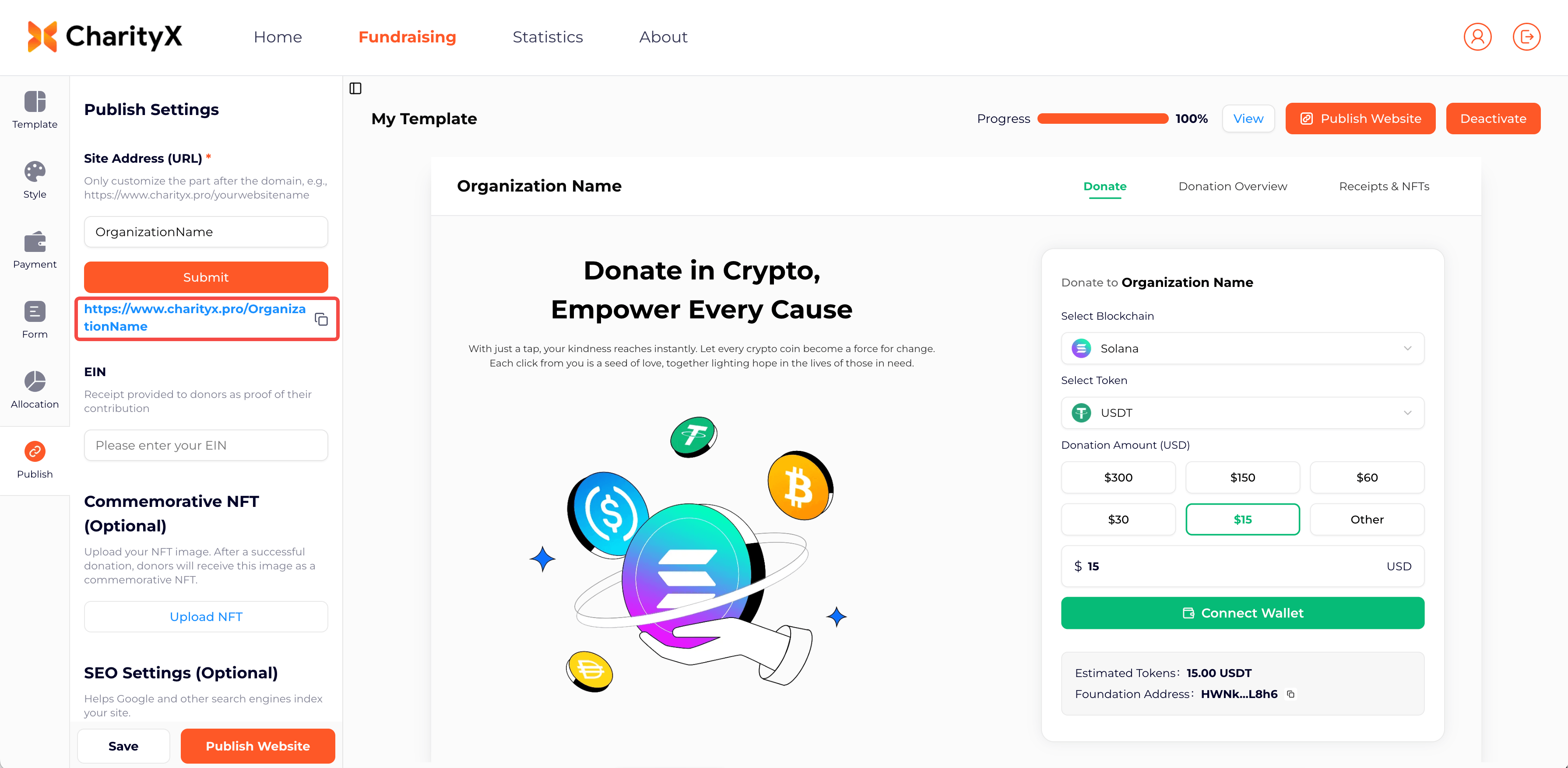 Published Donation Page