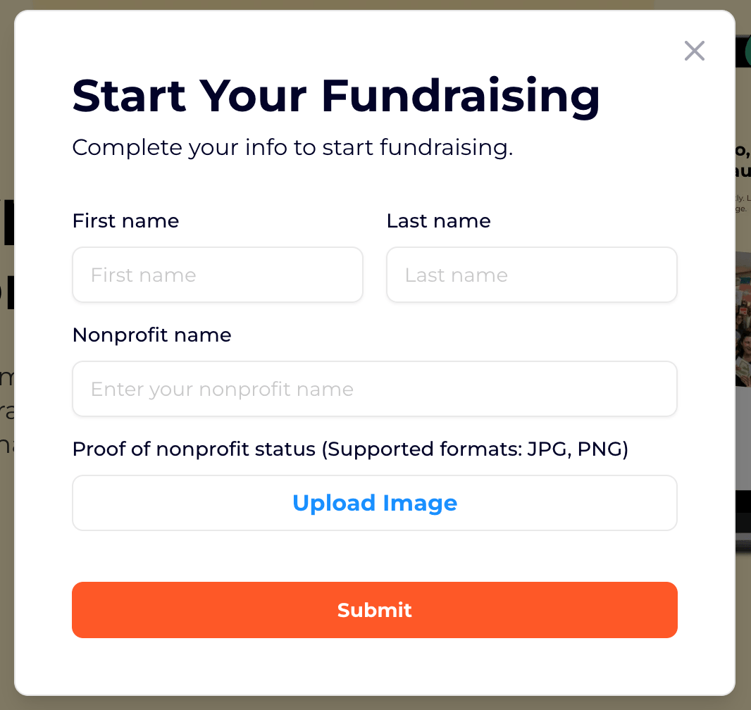 Start Fundraising Form